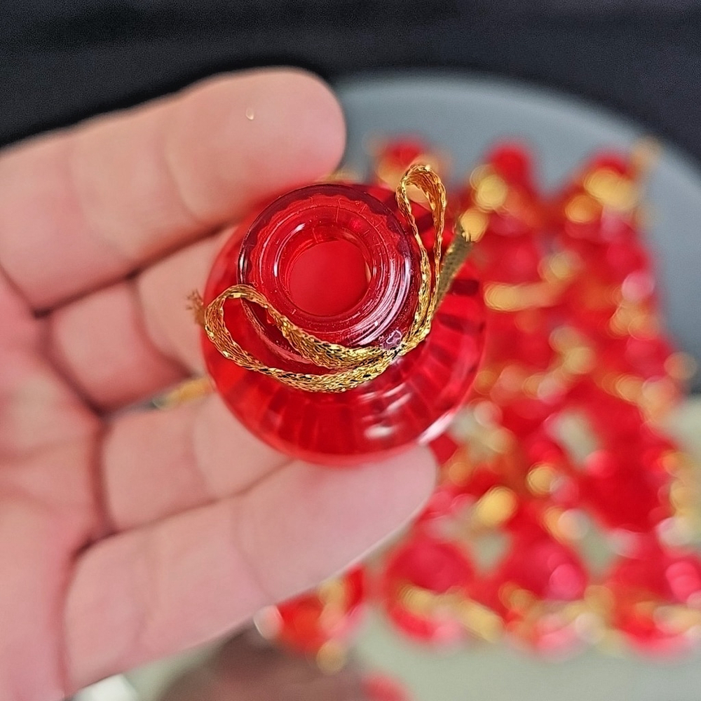 Vintage Mini Light Red Bell Overs Set Of 25pcs Christmas Light Covers Good Cond - Picture 2 of 9